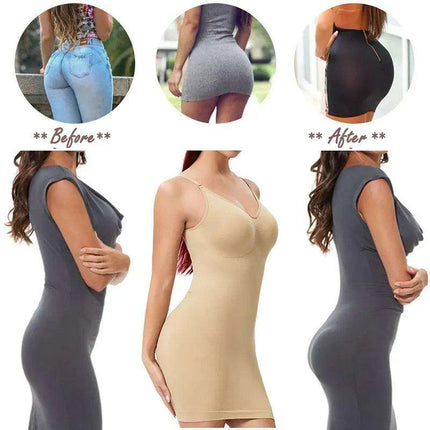 V-Neck Seamless Shaping Dress - Slimming Corset with Hip Boosting Features - Très Elite