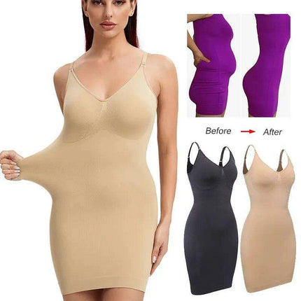 V-Neck Seamless Shaping Dress - Slimming Corset with Hip Boosting Features - Très Elite
