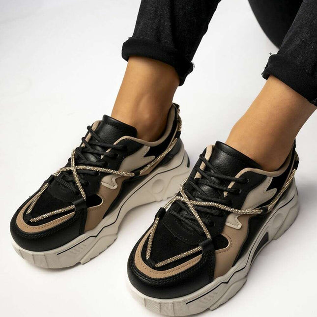 VEYRA BLACK Chunky Sneakers – Sporty Elegance & Comfort