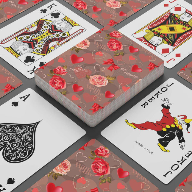 Valentine Red Heart Peekaboo Playing Cards - Enhance Your Game Nights