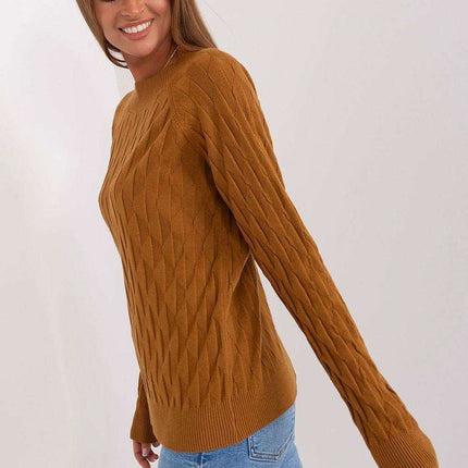 Variegated Textured Knit Jumper with Classic Round Neck - Très Elite