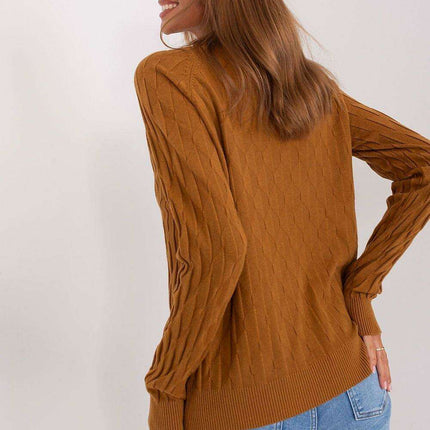 Variegated Textured Knit Jumper with Classic Round Neck - Très Elite