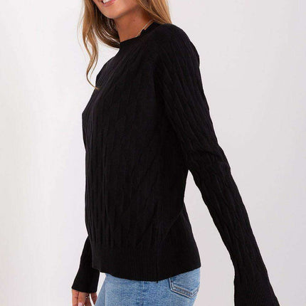 Variegated Textured Knit Jumper with Classic Round Neck - Très Elite