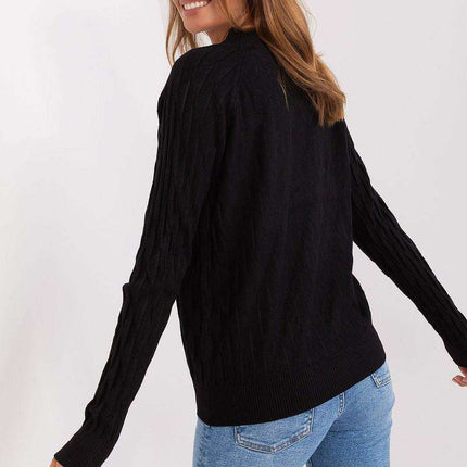 Variegated Textured Knit Jumper with Classic Round Neck - Très Elite