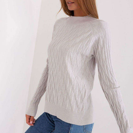 Variegated Textured Knit Jumper with Classic Round Neck - Très Elite