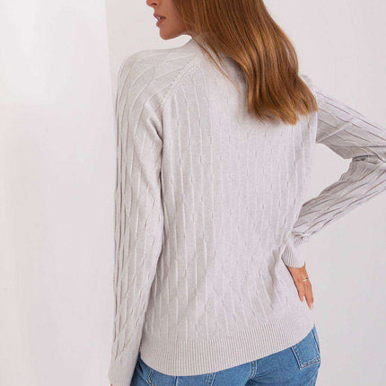 Variegated Textured Knit Jumper with Classic Round Neck - Très Elite