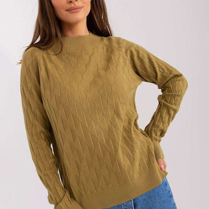 Variegated Textured Knit Jumper with Classic Round Neck