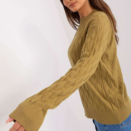 Variegated Textured Knit Jumper with Classic Round Neck - Très Elite