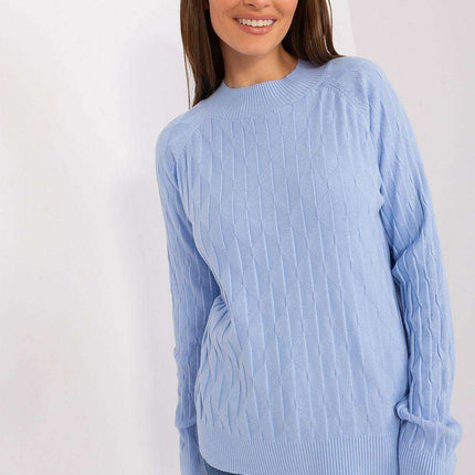 Variegated Textured Knit Jumper with Classic Round Neck
