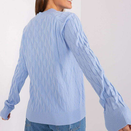 Variegated Textured Knit Jumper with Classic Round Neck - Très Elite