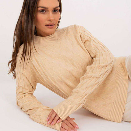 Variegated Textured Knit Jumper with Classic Round Neck - Très Elite