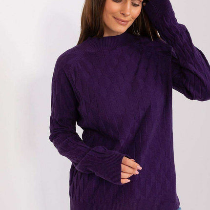 Variegated Textured Knit Jumper with Classic Round Neck