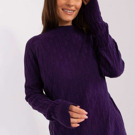 Variegated Textured Knit Jumper with Classic Round Neck - Très Elite