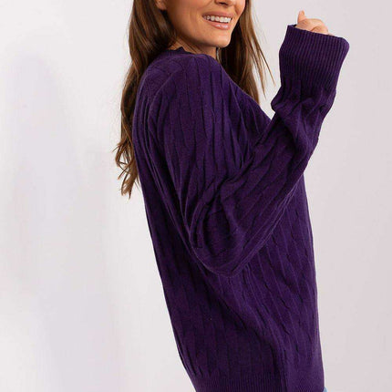 Variegated Textured Knit Jumper with Classic Round Neck - Très Elite