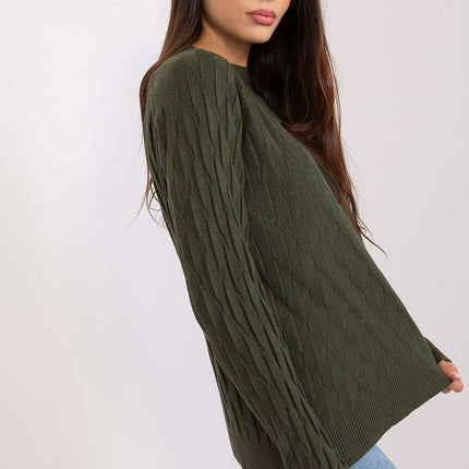 Variegated Textured Knit Jumper with Classic Round Neck - Très Elite