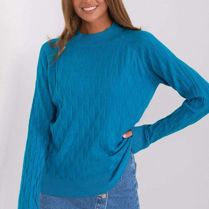 Variegated Textured Knit Jumper with Classic Round Neck