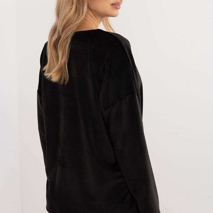 Velour Blouse 202023 With Ties Front And Butterfly Tags - Très Elite