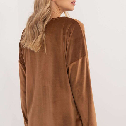 Velour Blouse 202023 With Ties Front And Butterfly Tags - Très Elite