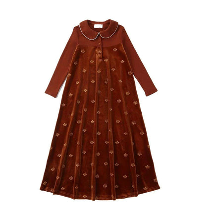 Velour Family Harmony Set: Girls' Chic Maxi Dress & Boys' Comfy Pajama Outfit for Kids - Très Elite
