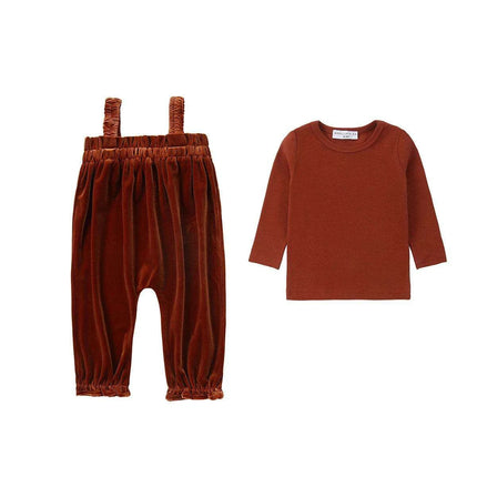Velour Family Harmony Set: Girls' Chic Maxi Dress & Boys' Comfy Pajama Outfit for Kids - Très Elite