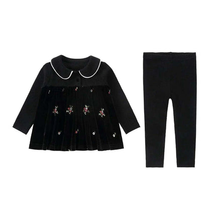 Velour Family Harmony Set: Girls' Chic Maxi Dress & Boys' Comfy Pajama Outfit for Kids - Très Elite