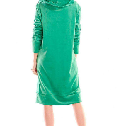 Velour Midi Dress with Functional Pocket and Eye-Catching Logo Tape - Très Elite