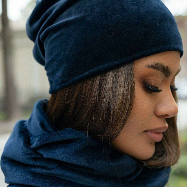 Velvet Cap And Neck Warmer Ensemble Cozy Winter Essential - Très Elite
