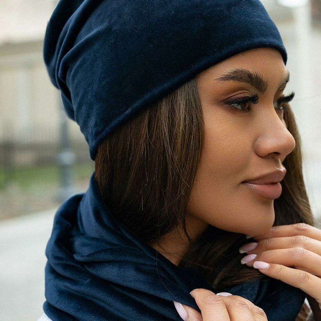 Velvet Cap And Neck Warmer Ensemble Cozy Winter Essential - Très Elite