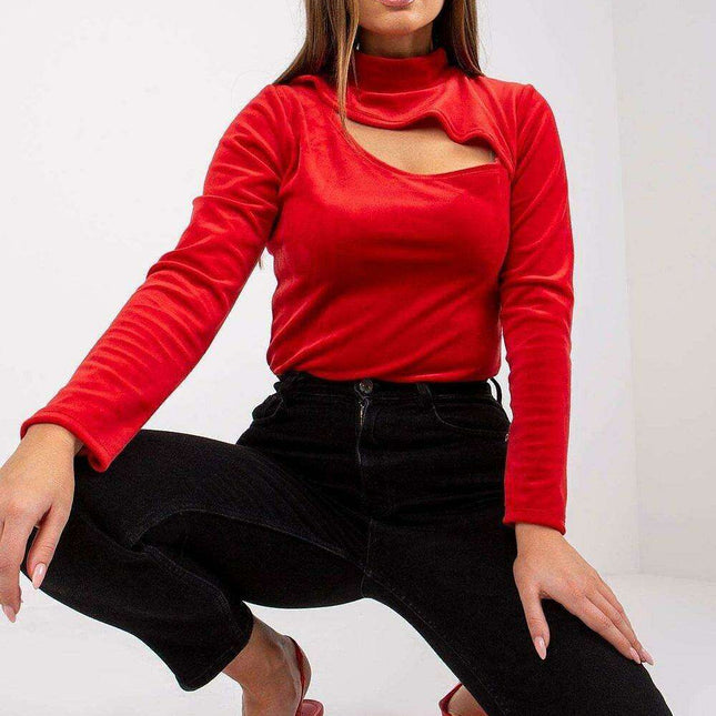 Velvet Collar Top With Edgy Front Detail For Women Online
