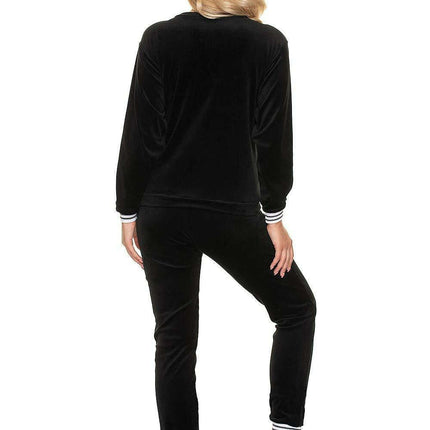 Velvet Comfort Tracksuit Set with Stylish Contrast Trim - Très Elite