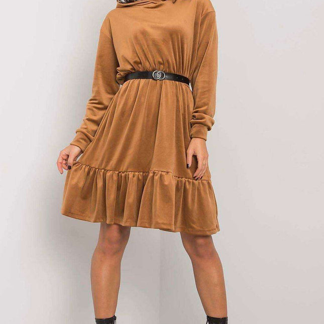 Velvet Hooded Ruffle Dress