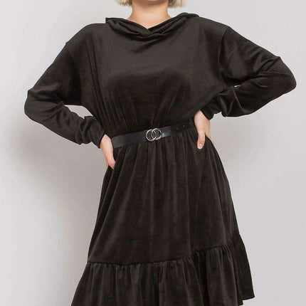 Velvet Hooded Ruffle Dress - Très Elite