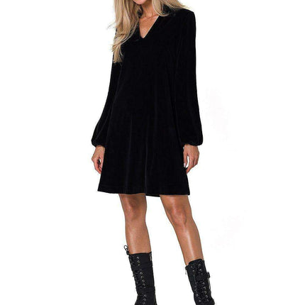 Velvet Vibe V-Neck Dress