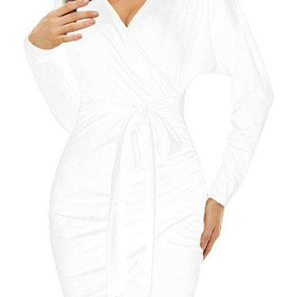 Velvet Vixen V-Neck Bodycon Dress with Elegant Split Detail - Perfect for Evening Affairs! - Très Elite