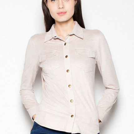 Venaton Suede Long Sleeve Shirt: Classic Style with Modern Metallic Details - Très Elite