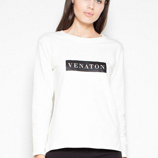 Venaton Unique Print Asymmetrical Hem Blouse in Cotton