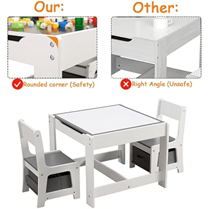 Versatile 3-in-1 Children's Wooden Activity Table Set with Hidden Storage - Ideal for Learning and Play - Très Elite