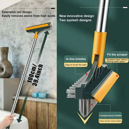 Versatile 3-in-1 V-Shaped Floor Scrub Brush with Adjustable Telescopic Handle for Superior Cleaning Performance - Très Elite