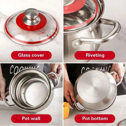 Versatile 304 Stainless Steel Large Soup Pot - Perfect for Gas and Induction Cooking - Très Elite