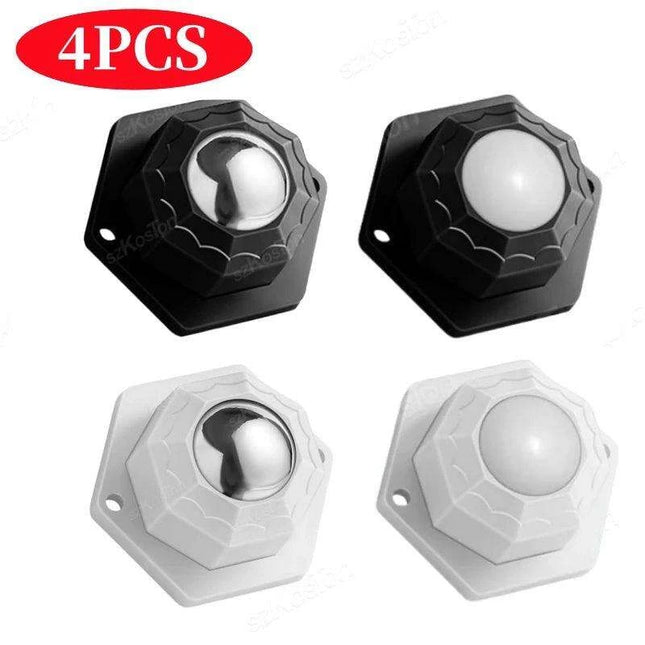 Versatile 360° Mini Swivel Caster Wheel Set - 4Pcs Stainless Steel & Nylon Adhesive Furniture Movers