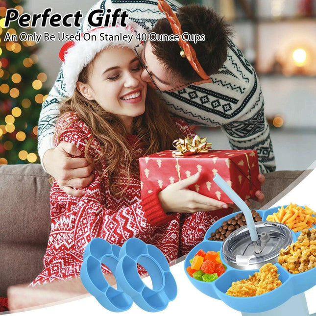 Versatile 5-Compartment Silicone Snack Bowl Set for 40oz Insulated Tumblers