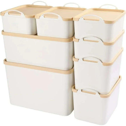 Versatile 8-Piece White Plastic Storage Bins Set for Ultimate Organization- Très Elite- Très Elite