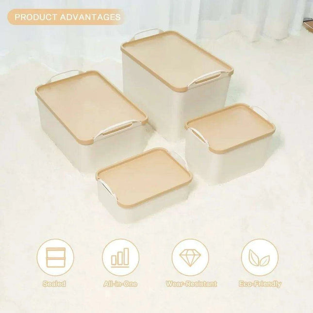 Versatile 8-Piece White Plastic Storage Bins Set for Ultimate Organization