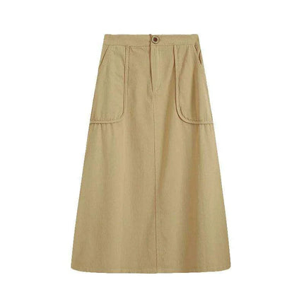 Versatile A-line Cotton Skirt with Spacious Pockets for Women - Très Elite
