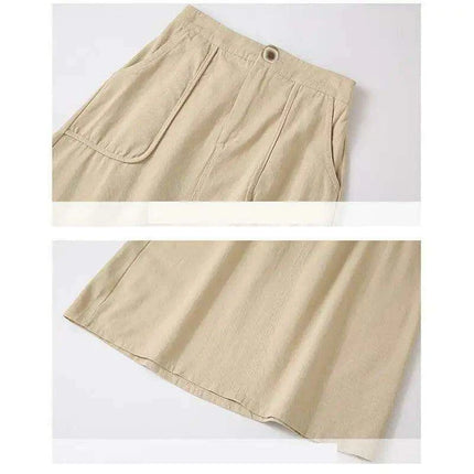 Versatile A-line Cotton Skirt with Spacious Pockets for Women - Très Elite