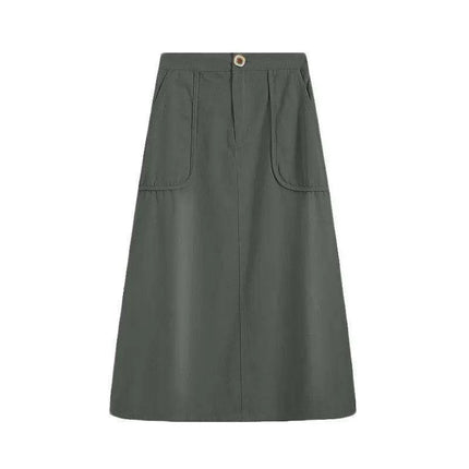 Versatile A-line Cotton Skirt with Spacious Pockets for Women