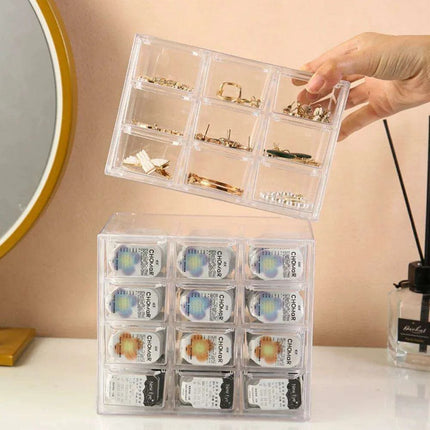 Versatile Acrylic Storage Box for Contact Lenses and Jewelry with Dust Protection - Très Elite