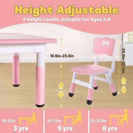 Versatile Activity Table and Chair Set for Kids with 2 Adjustable Chairs - Ideal Creative Space for Ages 3-8 - Très Elite