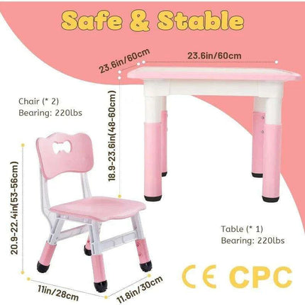Versatile Activity Table and Chair Set for Kids with 2 Adjustable Chairs - Ideal Creative Space for Ages 3-8 - Très Elite