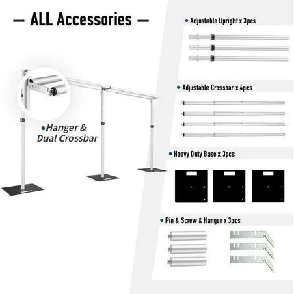 Versatile Adjustable Pipe & Drape Backdrop Stand for Events - Choose 10x10ft or 10x20ft Sizes - Très Elite